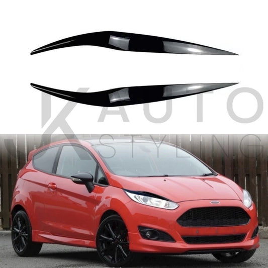 Gloss Black Headlight Eyelid Eyebrows For Ford Fiesta MK7.5 2013-2017 Facelift