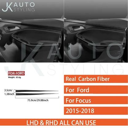 Ford Focus MK3.5 2015-2018 Carbon Fibre Interior Door Card Trim Overlay 2pcs