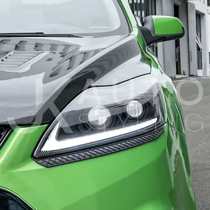 Ford Focus MK2 MK2.5 2009-2011 Matte Black Headlight Bumper Eyelids Eyebrows 2pc