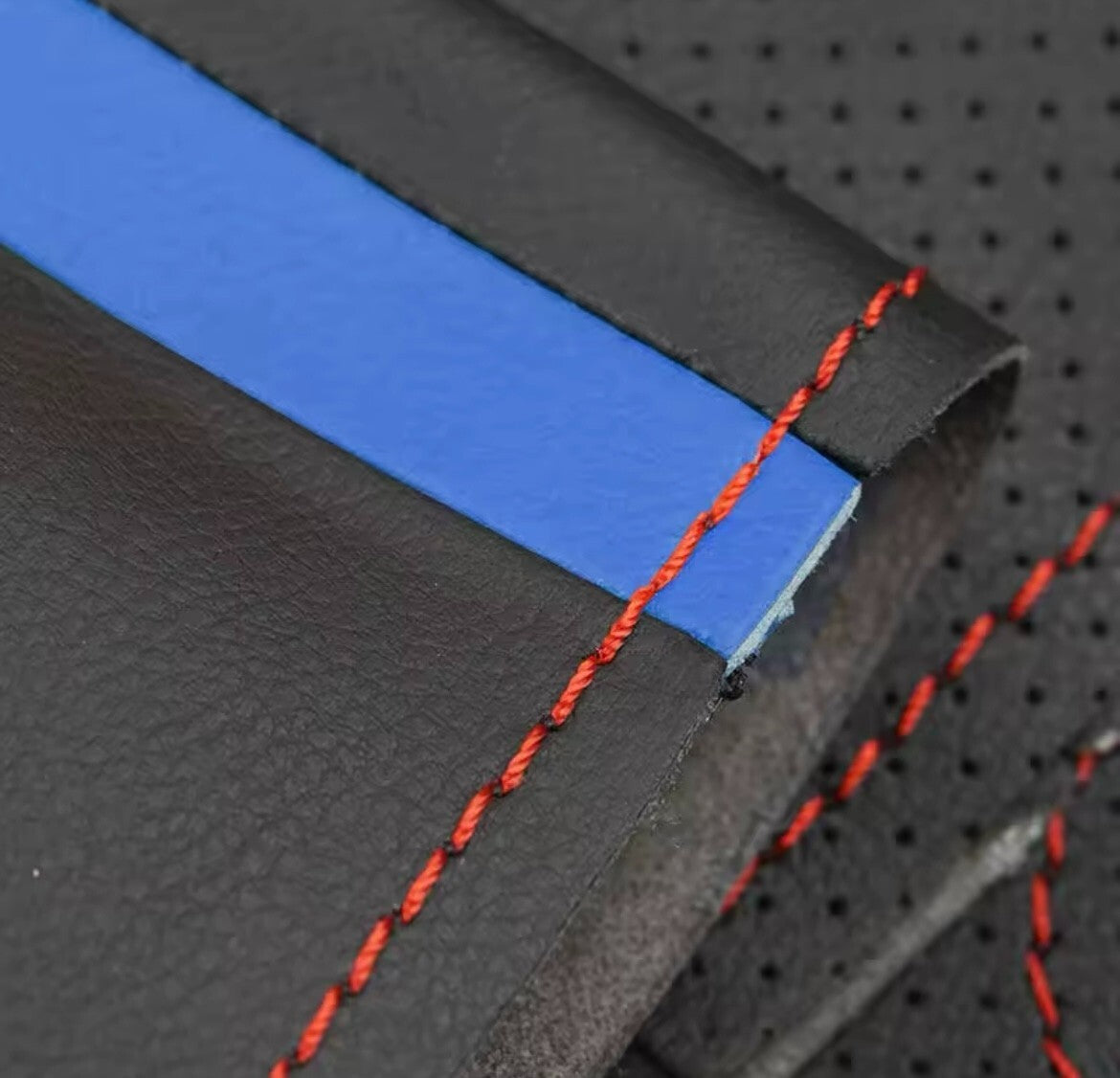 BMW F45 F46 X1 F48 X2 F39 Faux Leather Steering Wheel Cover Self Stitch Blue Red