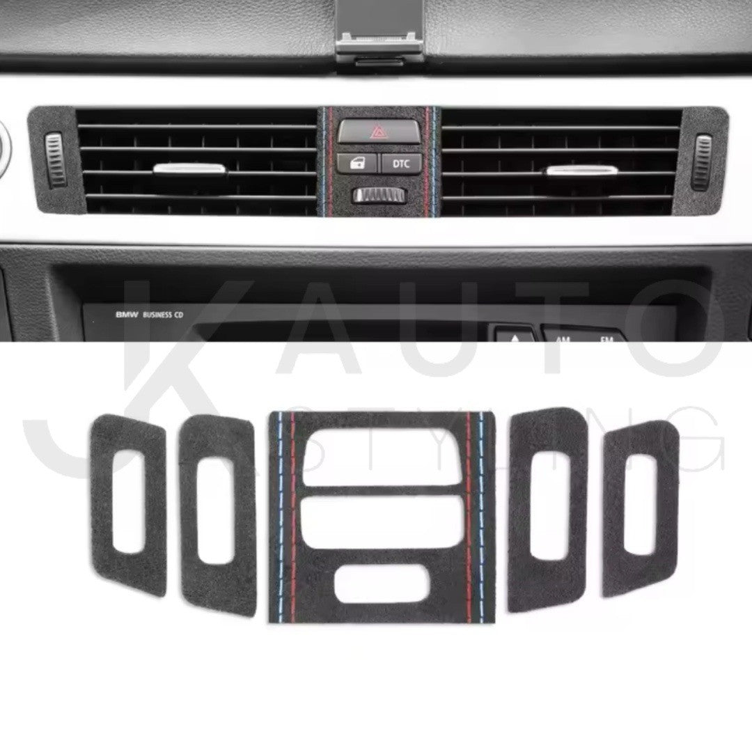 BMW E90 E92 E93 Black Alcantara Centre Dashboard Panel Trim Cover Set 5pcs