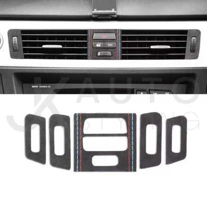 BMW E90 E92 E93 Black Alcantara Centre Dashboard Panel Trim Cover Set 5pcs