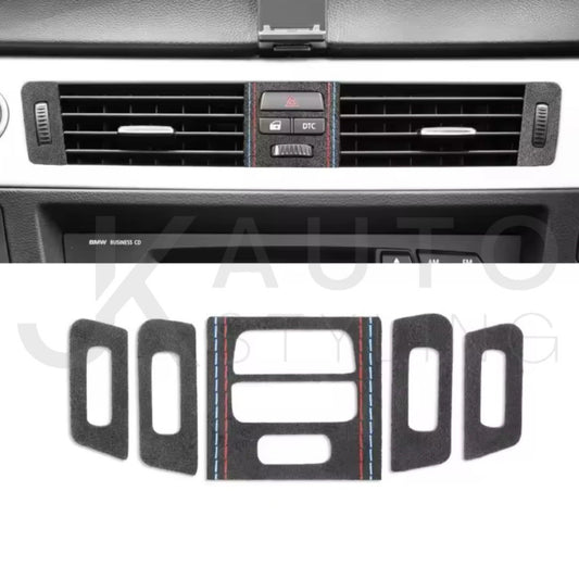 BMW E90 E92 E93 Black Alcantara Centre Dashboard Panel Trim Cover Set 5pcs