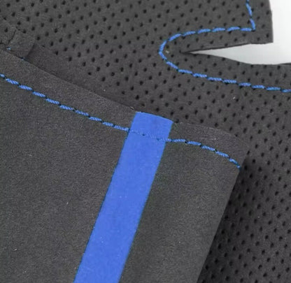 Mini Cooper 2014-2016 Suede Steering Wheel Cover Self Stitch Blue Thread