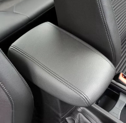 Black PU Leather Armrest Cover Protector For Ford Focus MK3.5 2015-2018