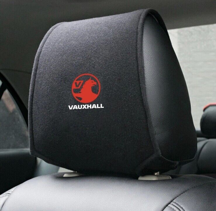 Vauxhall Headrest Cover Black Red & White For Vauxhall Astra Corsa Mokka 2pcs