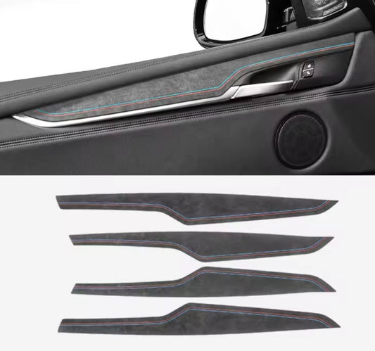 BMW X6 F16 2016-2019 Black Alcantara Door Card Panel Trim Cover Set 4pcs