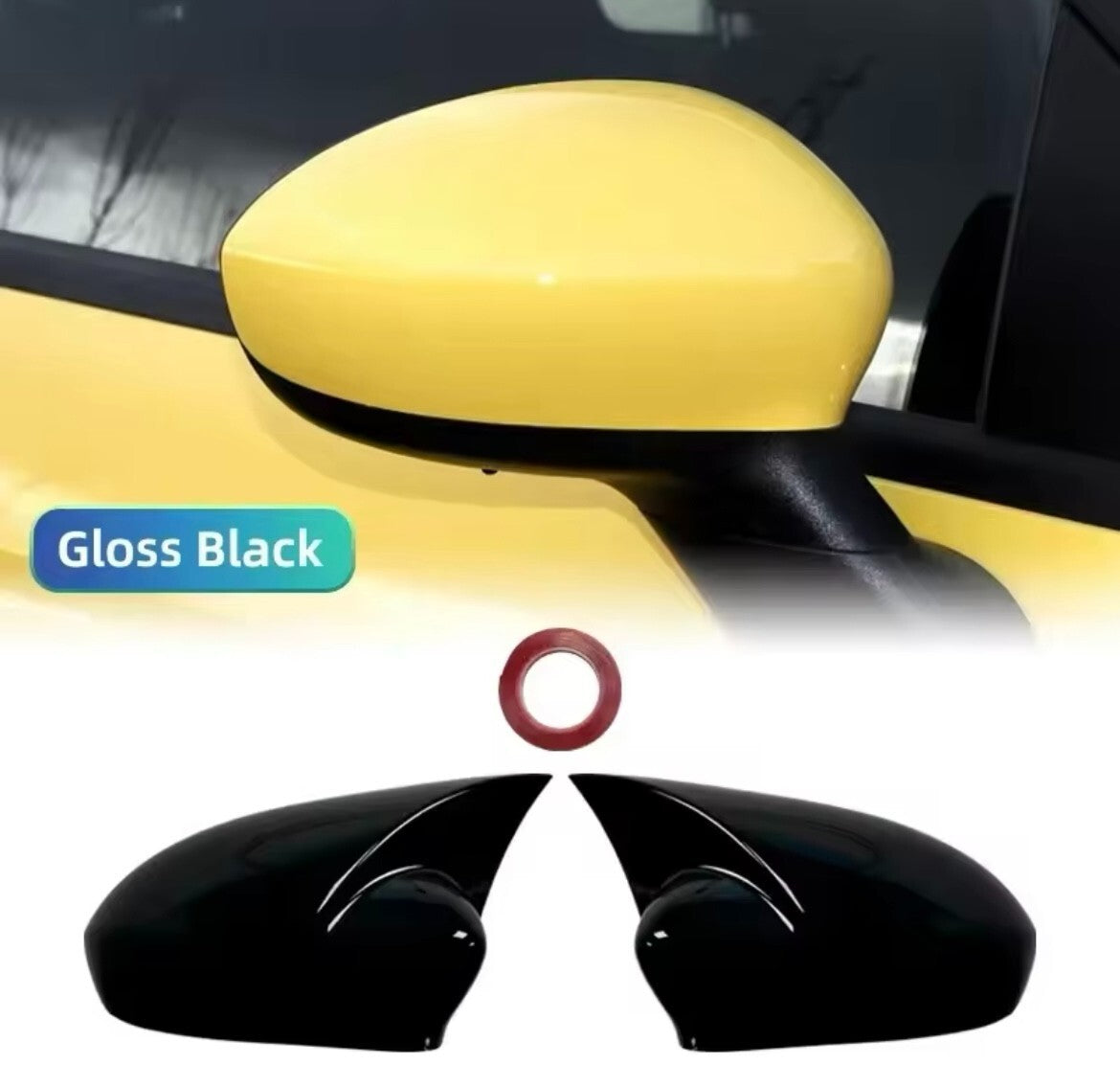 Fiat 500 Punto Abarth Gloss Black M Style Sport Wing Mirror Caps Covers