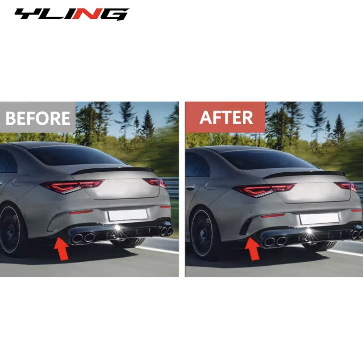 Mercedes CLA C118 2020+ Rear Bumper Grille Vent Canards Gloss Black 2pcs