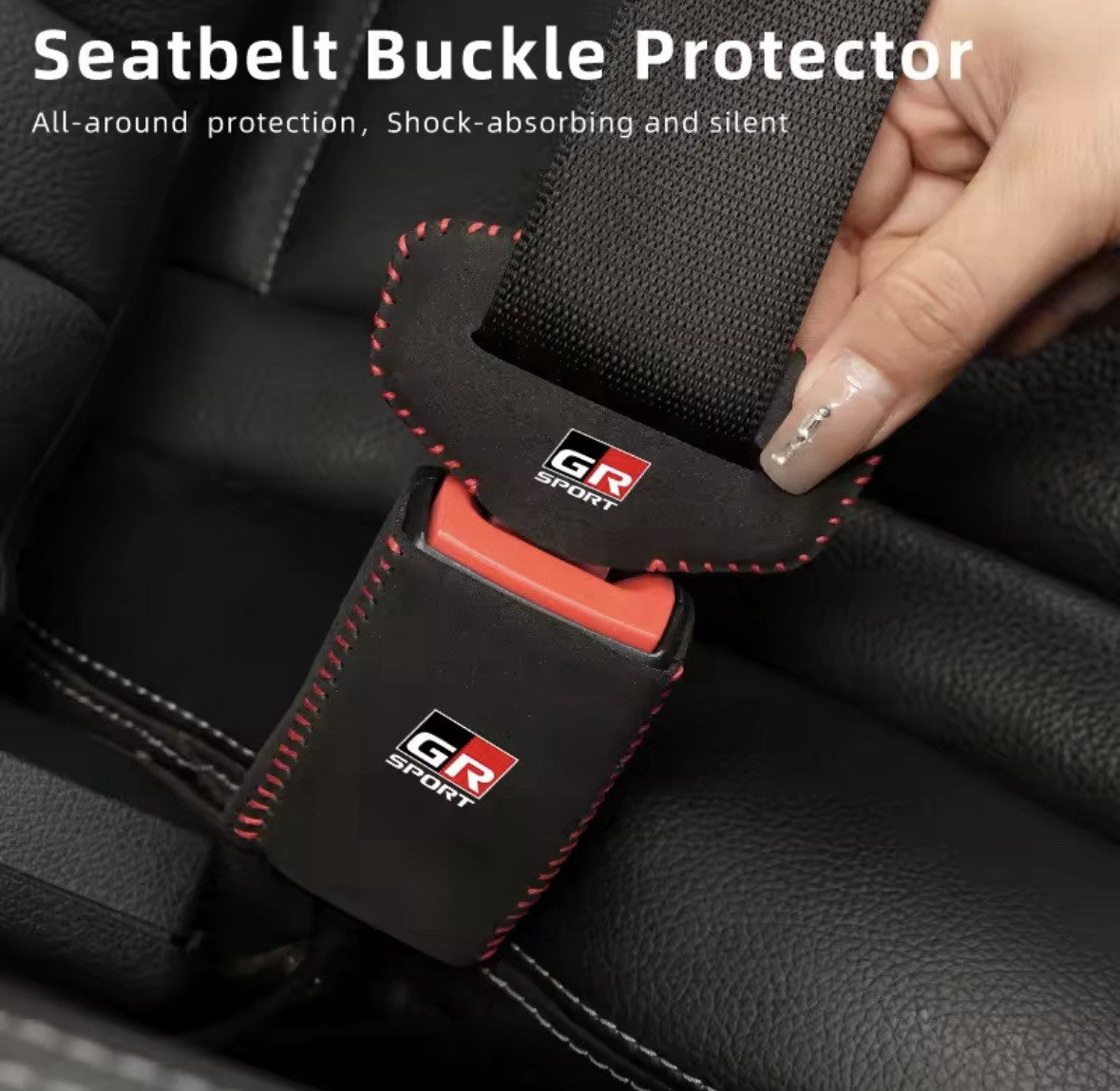 Toyota GR Sport Seatbelt Buckle & Clasp Cover Protectors Black & Red