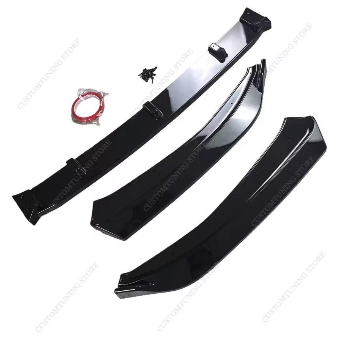 Gloss Black Front Splitter 3pcs Kit For Ford Puma ST ST Line MK1 2019-2024