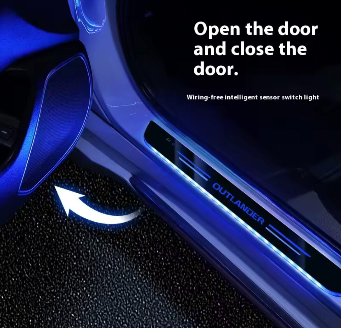 Mitsubishi Outlander Wireless LED Colour Change Door Sill Protectors Strips USB