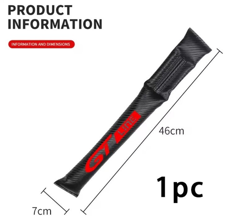 GT Line Seat Gap Filler Pad PU Leather Carbon Effect For Peugeot GT Line Red