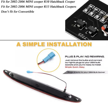 Mini Cooper R50 R53 Red Lens Union Jack LED Top Rear Central Third Brake Light