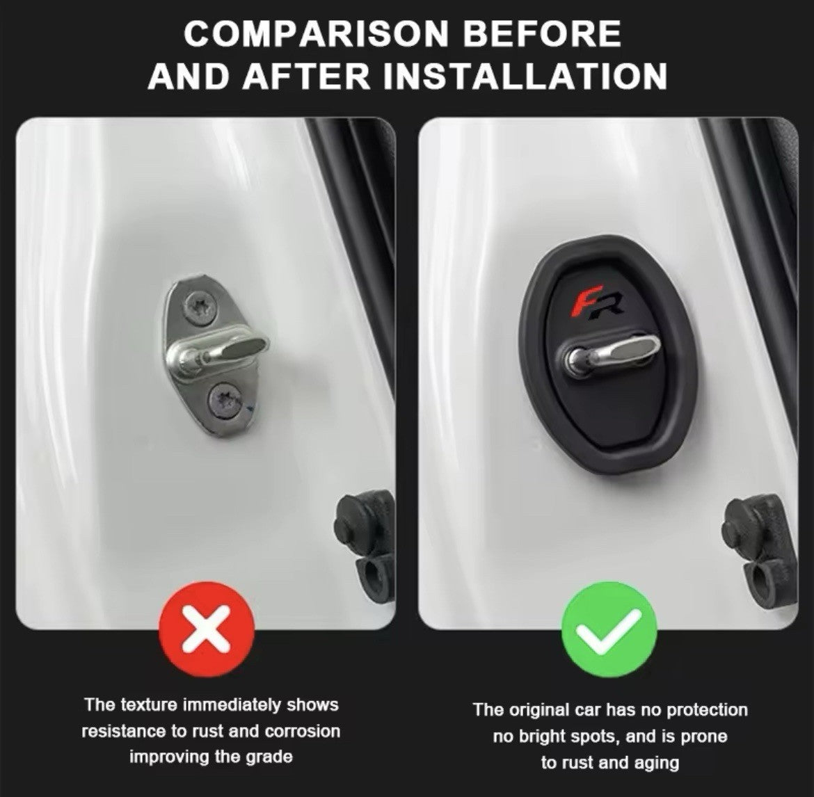 Seat FR Black Silicone Door Lock Protector Covers Leon Ibiza Altea FR 4pcs