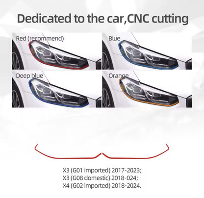 BMW X3 G01 G08 X4 G02 2017-2024 Red Headlight Eyebrow Liner Strips 2pcs