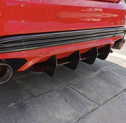 Ford Focus ST MK4 MK4.5 Gloss Black Rear Bumper Diffuser Body Kit Blades Fins