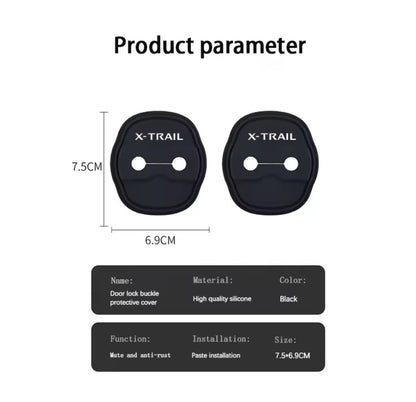 Nissan X-Trail Black Silicone Door Lock Catch Protector Covers 2pcs
