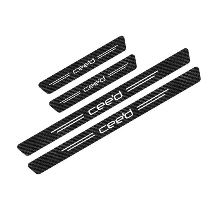 4pcs Kia Ceed Carbon Fibre Effect Car Door Sill Protective Strips