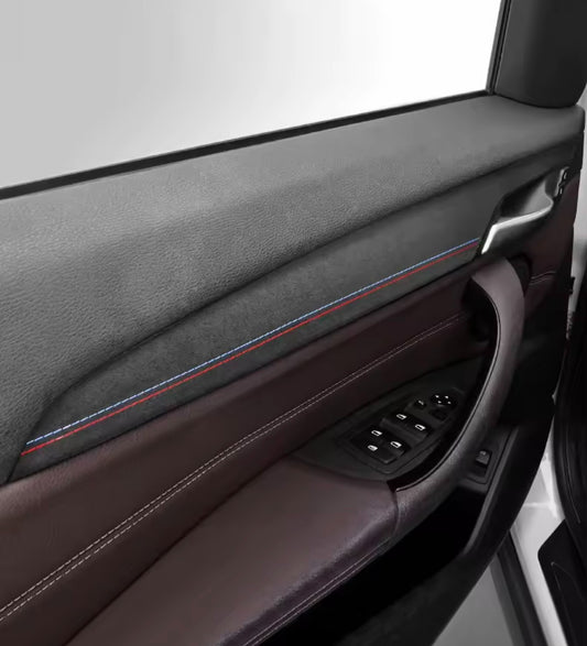 BMW X1 F48 X2 F39 2014-2022 Black Alcantara Door Card Panel Trim Covers 4pcs (B)