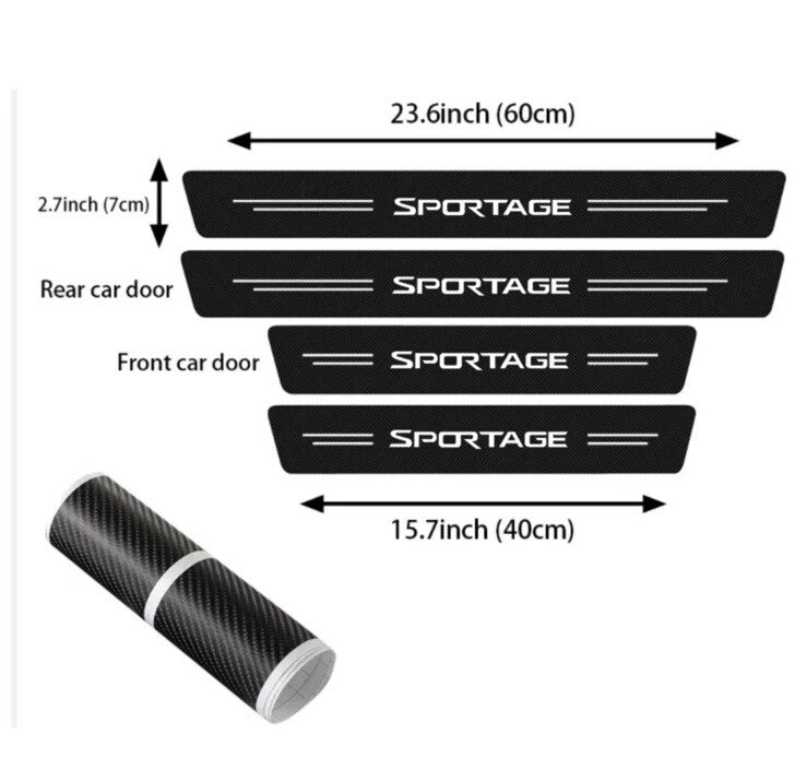 Kia Sportage Carbon Fibre Effect Adhesive Door Sill Overlay Strips Vinyl 4pcs