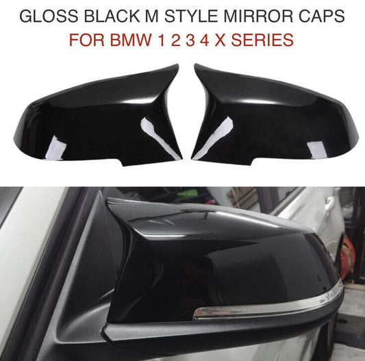 Gloss Black M3 M4 Style Mirror Caps For BMW 1234 X Series Wing Mirror Covers