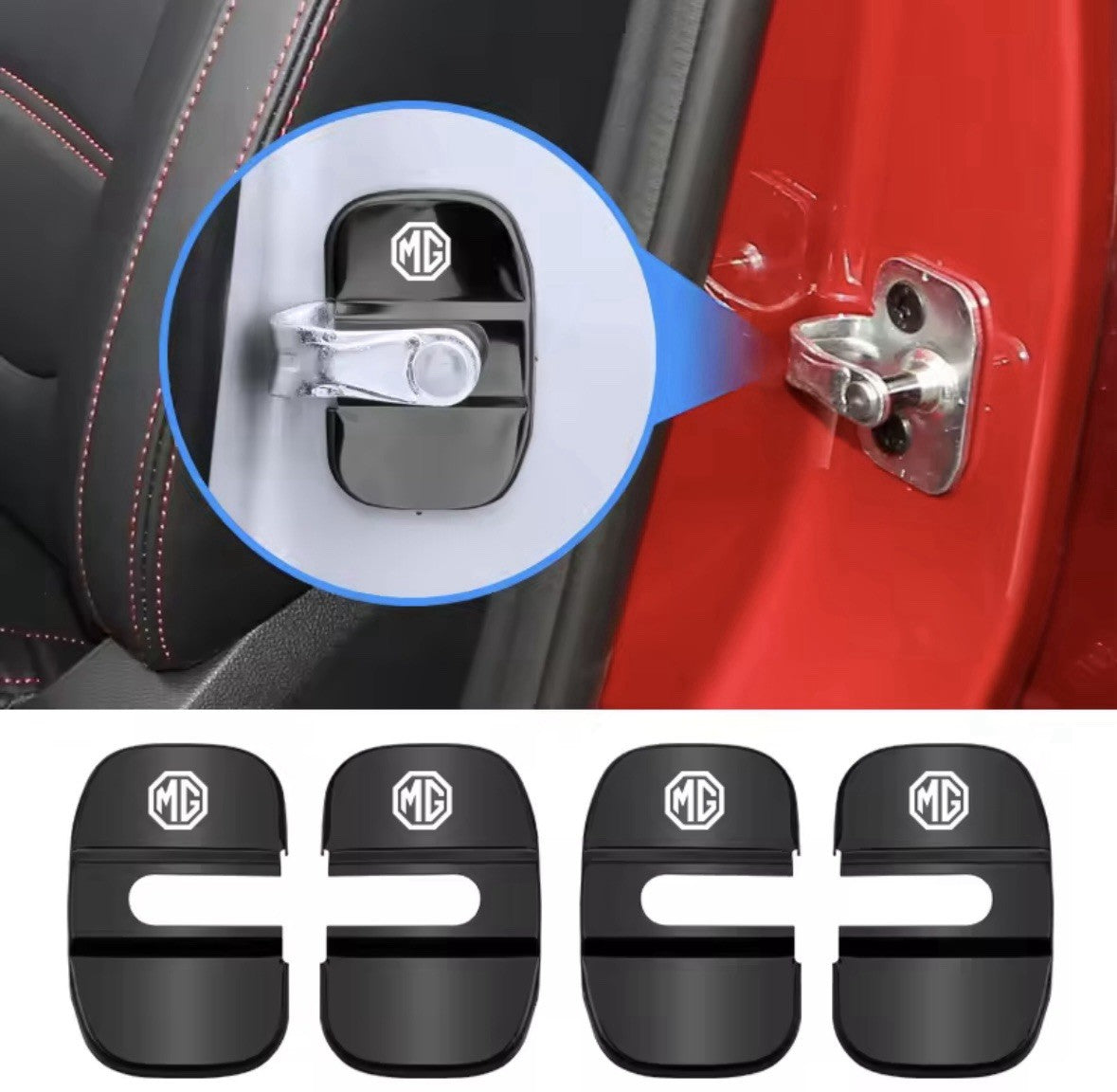 MG Black Stainless Steel Door Lock Protector Covers For MG 7 6 5 ZS MG4 MG3 HS