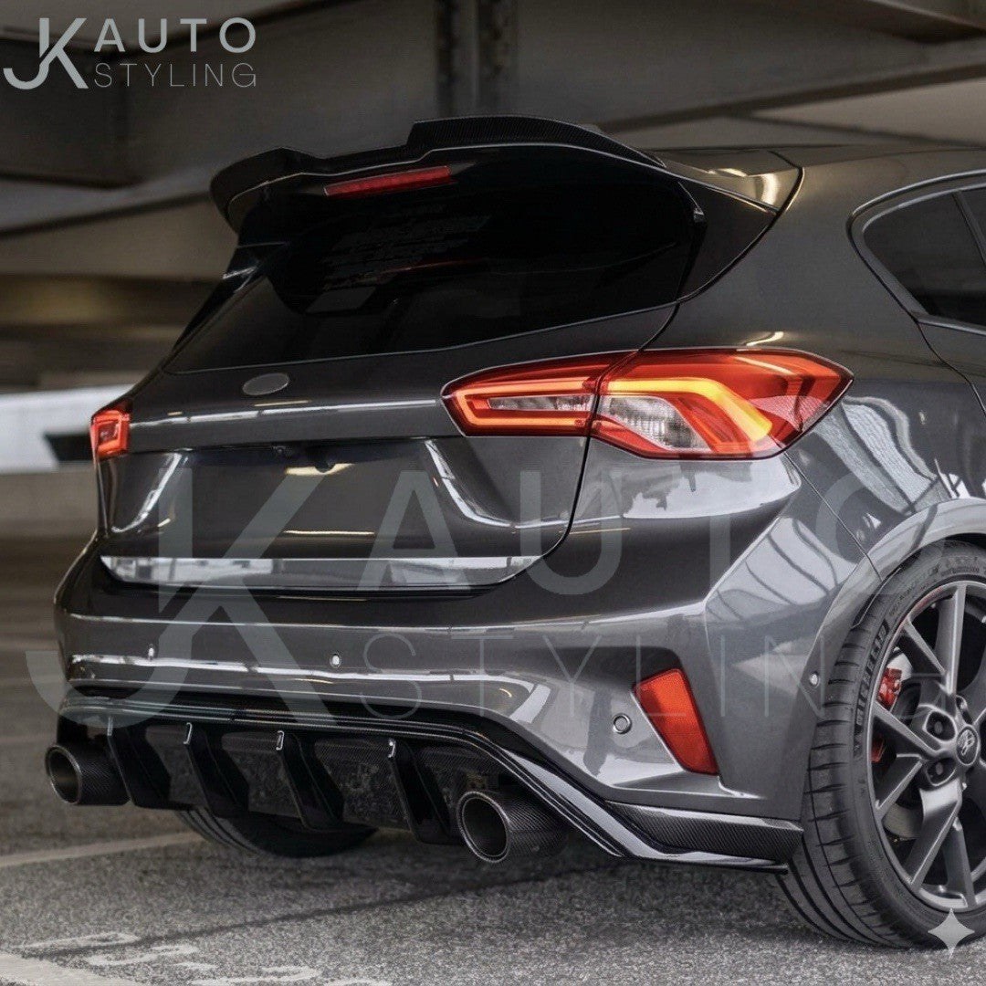 Gloss Black Spoiler Extension Rear Lip For Ford Focus MK4 ST Line 2019-2025