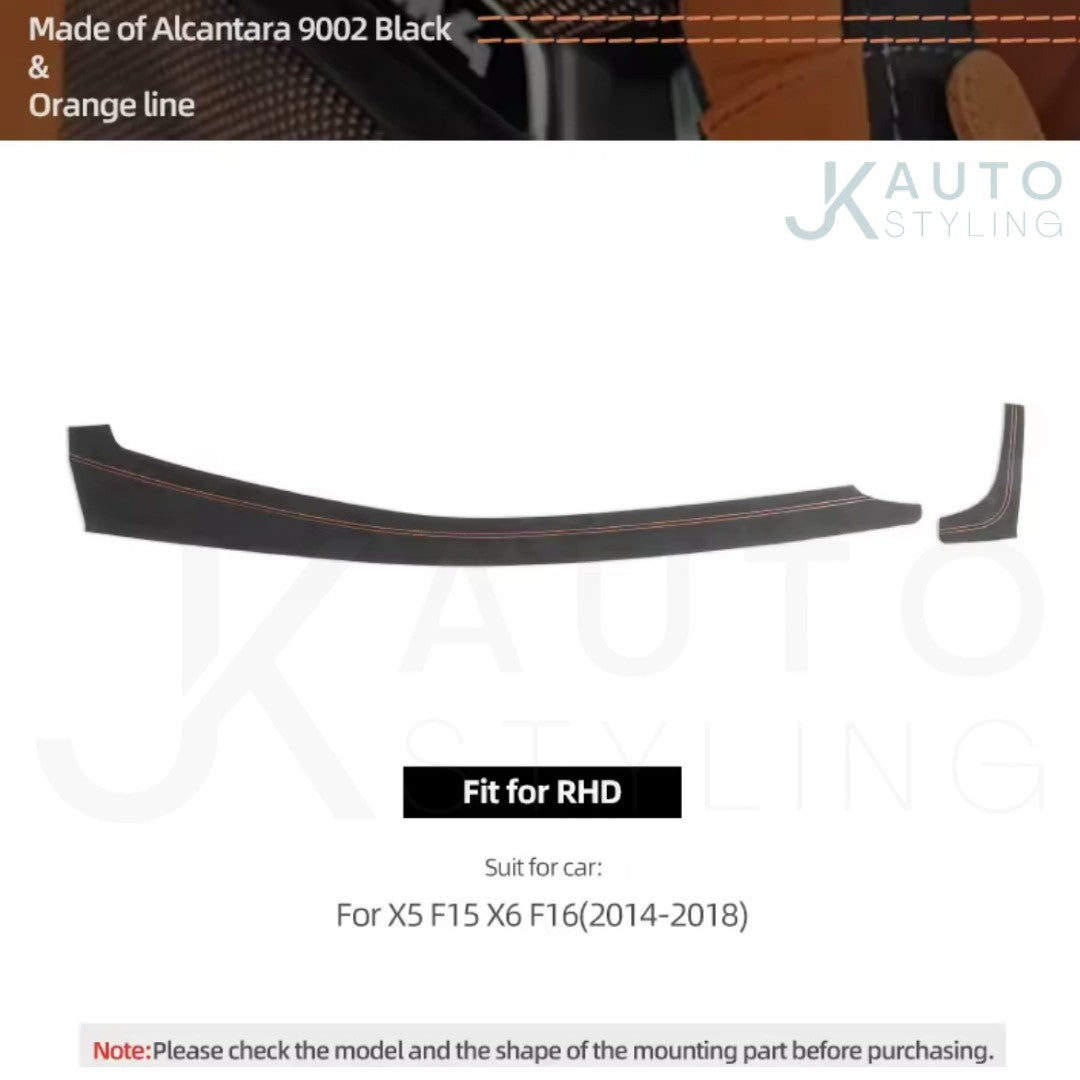 BMW X5 F15 X6 F16 2014-2018 Alcantara Centre Dashboard Panel Cover Orange Lines