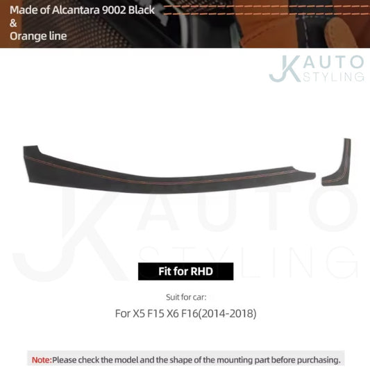 BMW X5 F15 X6 F16 2014-2018 Alcantara Centre Dashboard Panel Cover Orange Lines