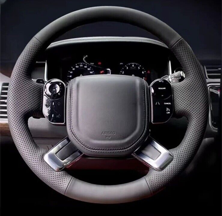 Leather Steering Wheel Cover Black For Land Rover Discovery 4 Range Rover Sport