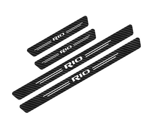 4pcs Kia Rio Carbon Fibre Effect Car Door Sill Protective Strips