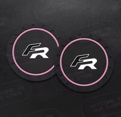 Seat Leon Ibiza FR Anti-Slip Drink Coaster Cupholder Mats Black Pink 2pcs