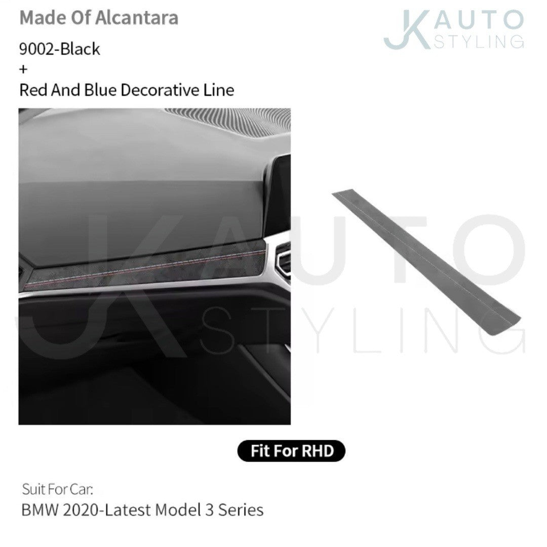 BMW 3 Series G20 G21 G28 2020+ Black Alcantara Main Dashboard Panel Trim Cover