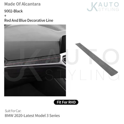 BMW 3 Series G20 G21 G28 2020+ Black Alcantara Main Dashboard Panel Trim Cover