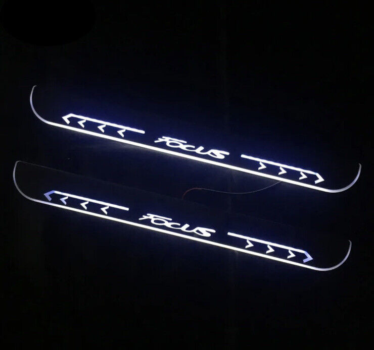 Ford Focus Chrome LED Door Sill Protector Strips Scuff Plates Ford Focus White