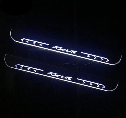 Ford Focus Chrome LED Door Sill Protector Strips Scuff Plates Ford Focus White