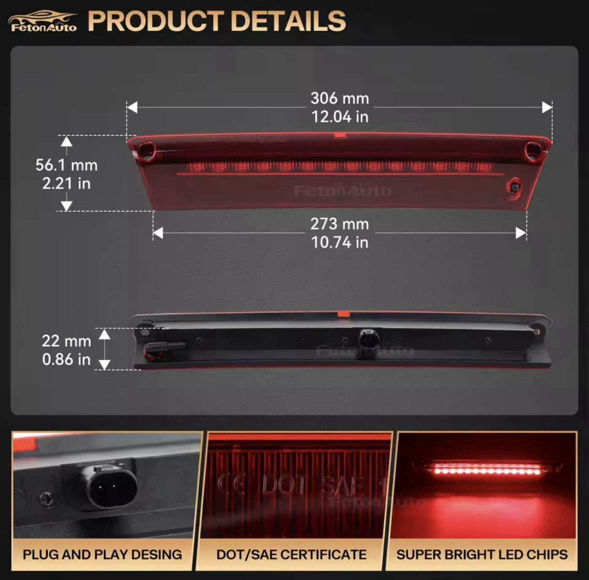Ford Fiesta MK7 2011-2017 Red Lens LED Top Rear Central Third Brake Light