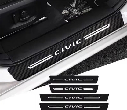 4pcs Honda Civic Carbon Fibre Effect Car Door Sill Protective Strips