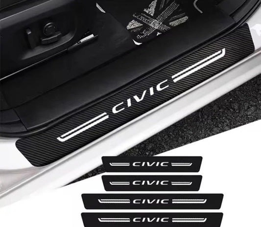 4pcs Honda Civic Carbon Fibre Effect Car Door Sill Protective Strips