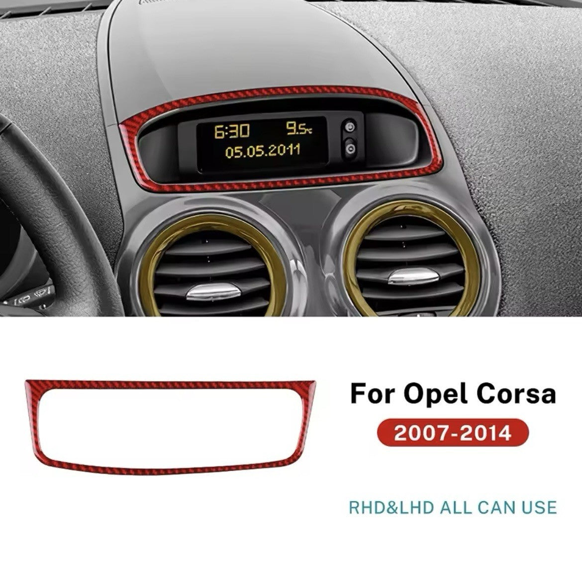 Vauxhall Corsa D 2007-2014 Red Carbon Fibre Centre Console Screen Surround Trim