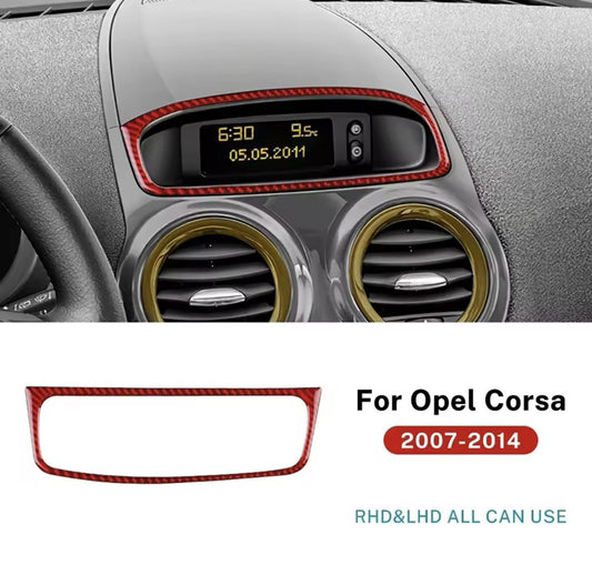 Vauxhall Corsa D 2007-2014 Red Carbon Fibre Centre Console Screen Surround Trim