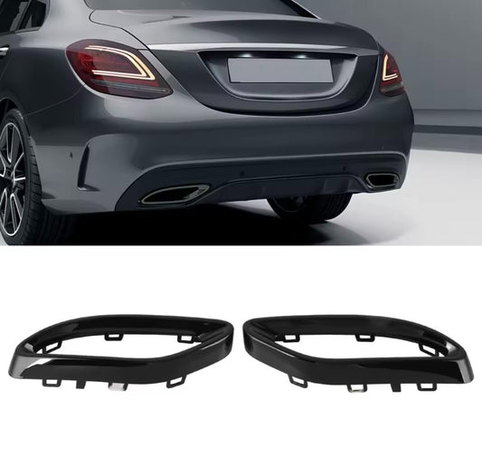Gloss Black Exhaust Tip Cover Trims For Mercedes-Benz A B C E GLC CLS 2014-2021