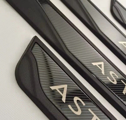 Vauxhall Astra Stainless Steel Carbon Door Sill Protectors Scuff Plates 4pcs