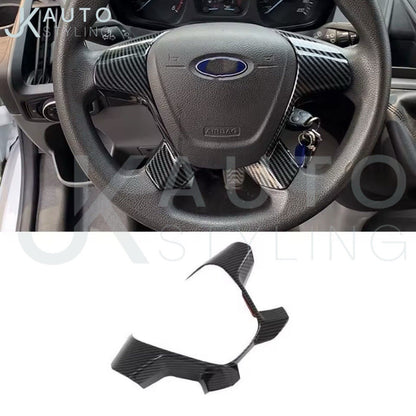 Ford Transit 2017 Tourneo 2016 Carbon Fibre Style Steering Wheel Trim Cover