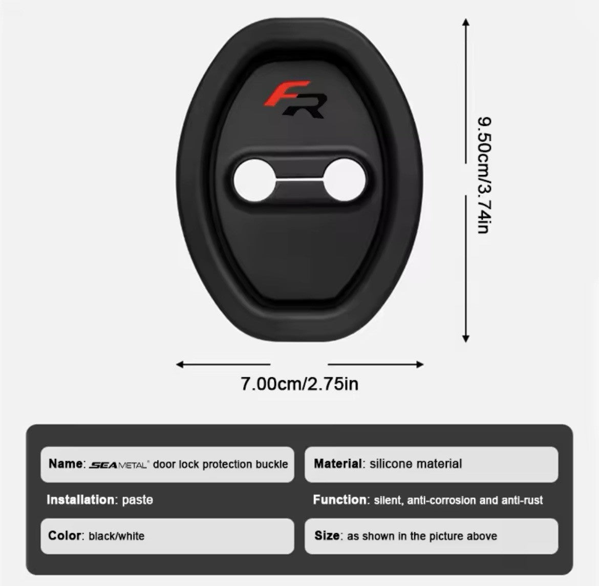Seat FR Black Silicone Door Lock Protector Covers Leon Ibiza Altea FR 4pcs