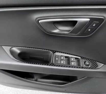 Seat Leon MK3 2013-2020 Carbon Fibre Door Control Panel Trim Covers Window Contr