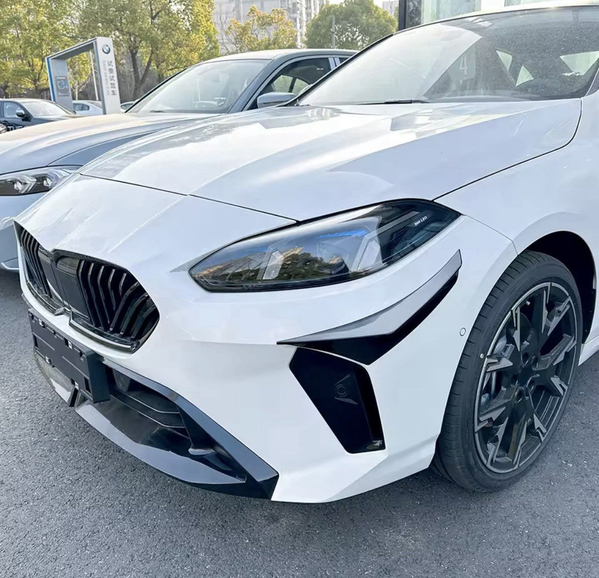 BMW 1 Series F70 2 Series F74 2024+ Gloss Black Front Bumper Canards Trim 2pcs