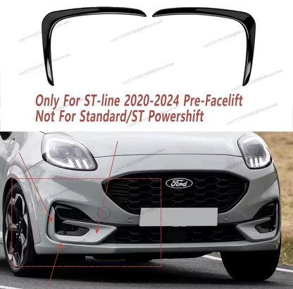 Gloss Black Front Bumper Canards Side Fog Blades For Ford Puma ST Line 2020-2024