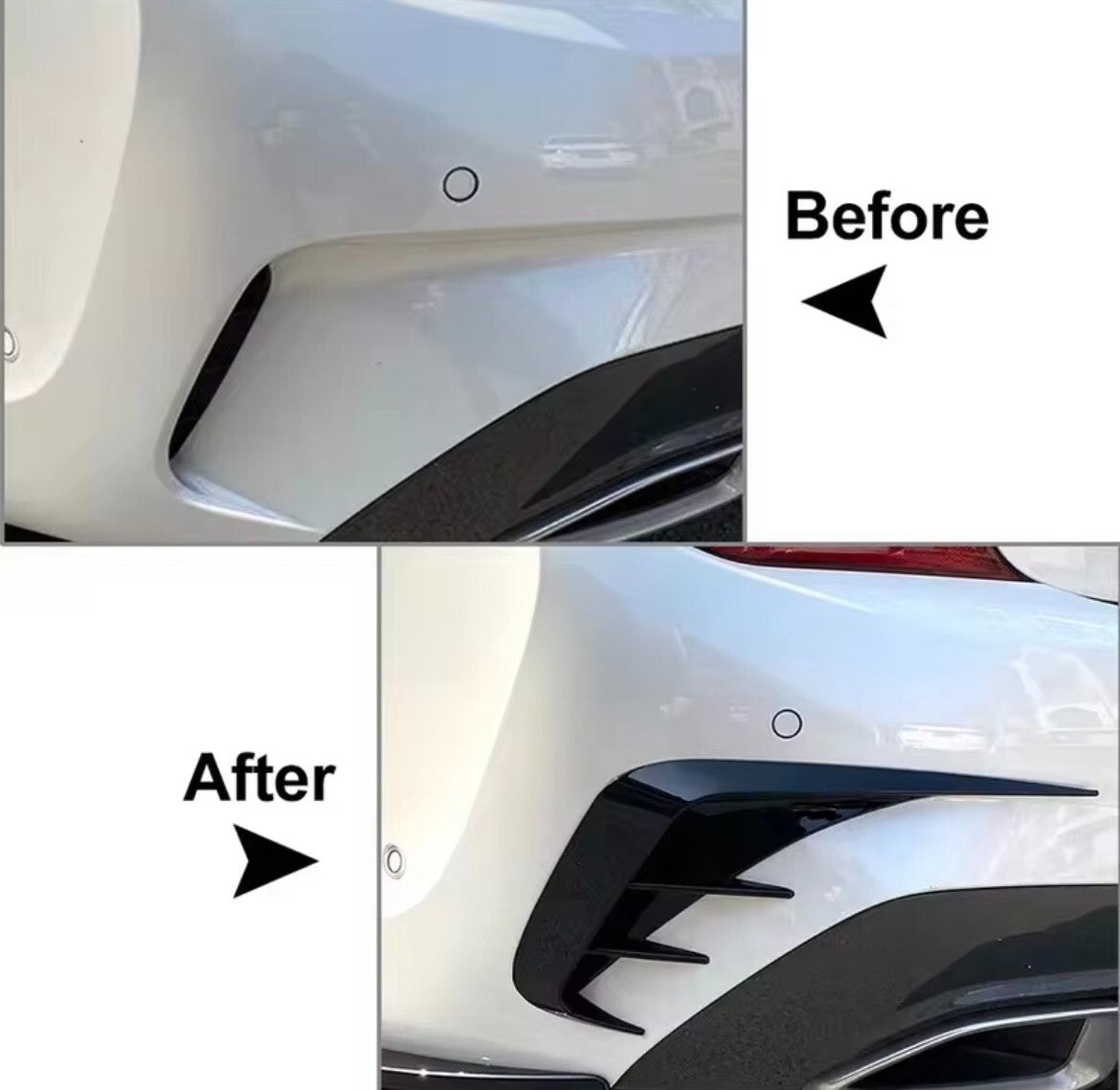 BMW 3 Series G20 G28 2019-2022 Gloss Black Rear Bumper Side Vent Canards Fins